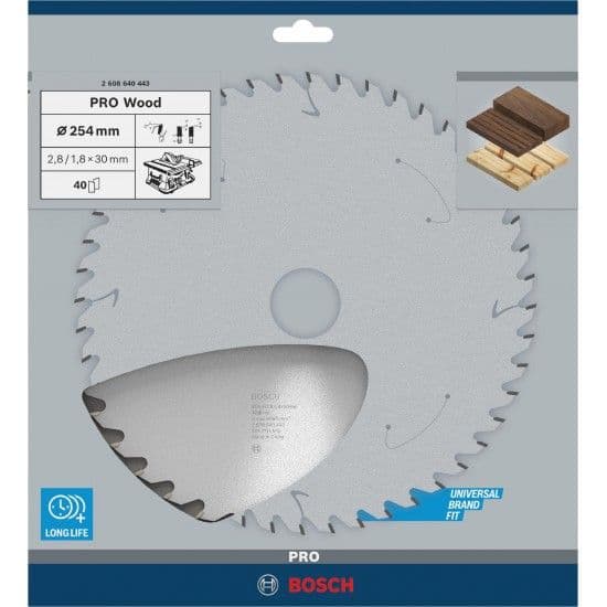 Bosch Professional Optiline Wood 254x30-40 Mm Circular Saw Blade Prateado