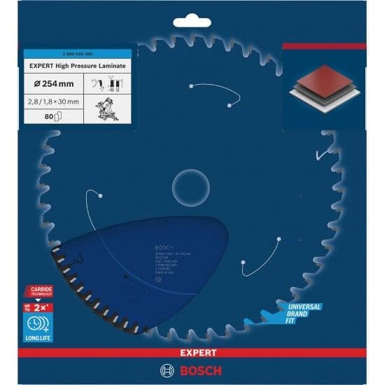Discos de serra circular Expert for High Pressure Laminate 254x30-80 refª 2608644360 BOSCH