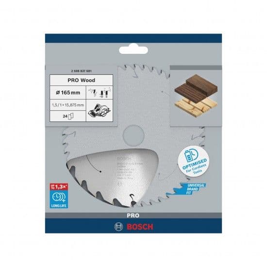 Disco sem fios PRO Wood cordless, 165 x 1,5 x 15,875 mm, T24 refª 2608837681 BOSCH