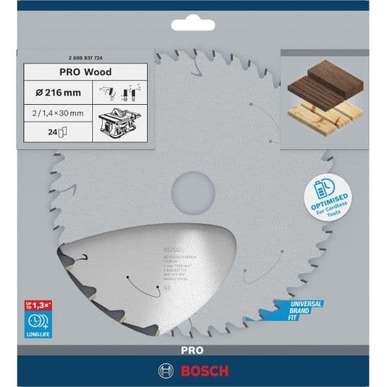 Disco sem fios PRO Wood cordless, 216 x 1,7 x 30 mm, T24 refª 2608837724 BOSCH