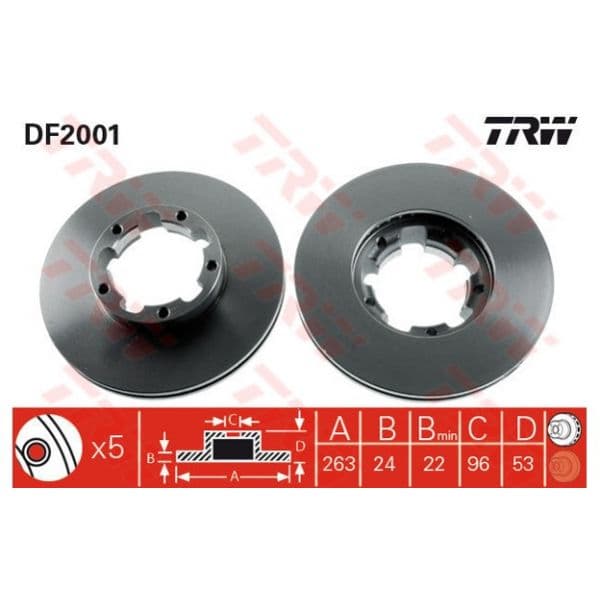 TRW - DF2001 - Jogo 2 discos travão dianteiro - 3322936200109