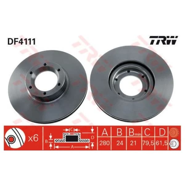 TRW - DF4111 - Jogo 2 discos travão dianteiro - 3322937288540