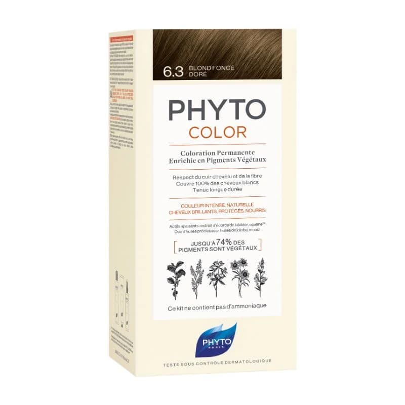Phyto Phytocolor Coloração Permanente sem Amoníaco Tom 6.3 Louro Escuro Dourado