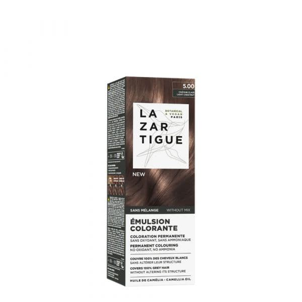 Lazartigue Émulsion Colorante Coloração Permanente sem Mistura 5.00 Castanho Claro 60ml