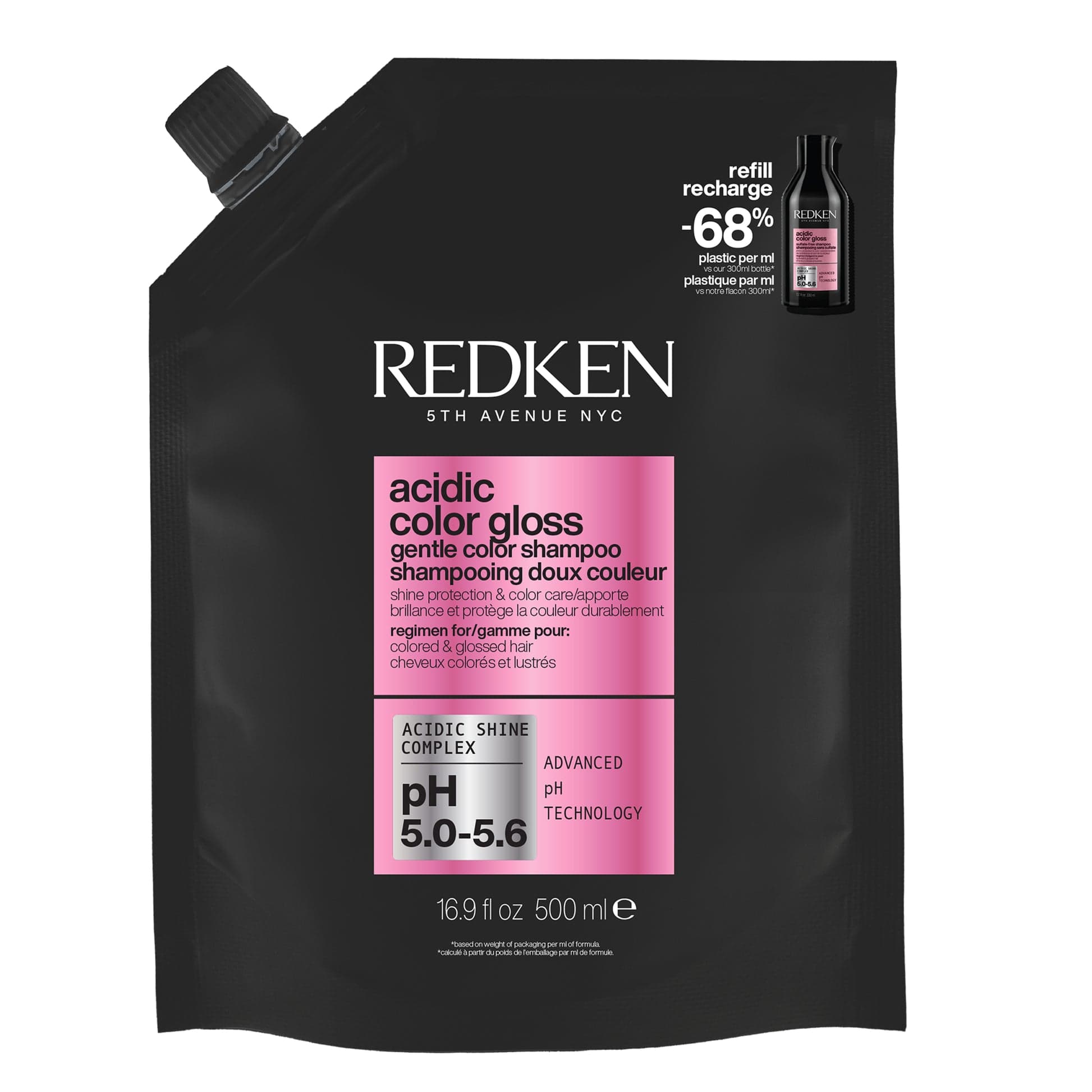 Redken Acidic Color Gloss Shampoo sem Sulfato Realça o Brilho da Sua Cor Recarga 500ml
