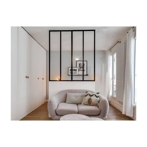 Vente Unique Divisória de Vidro para Atelier Bayview em Alumínio Termolacado Preto 120x130 cm