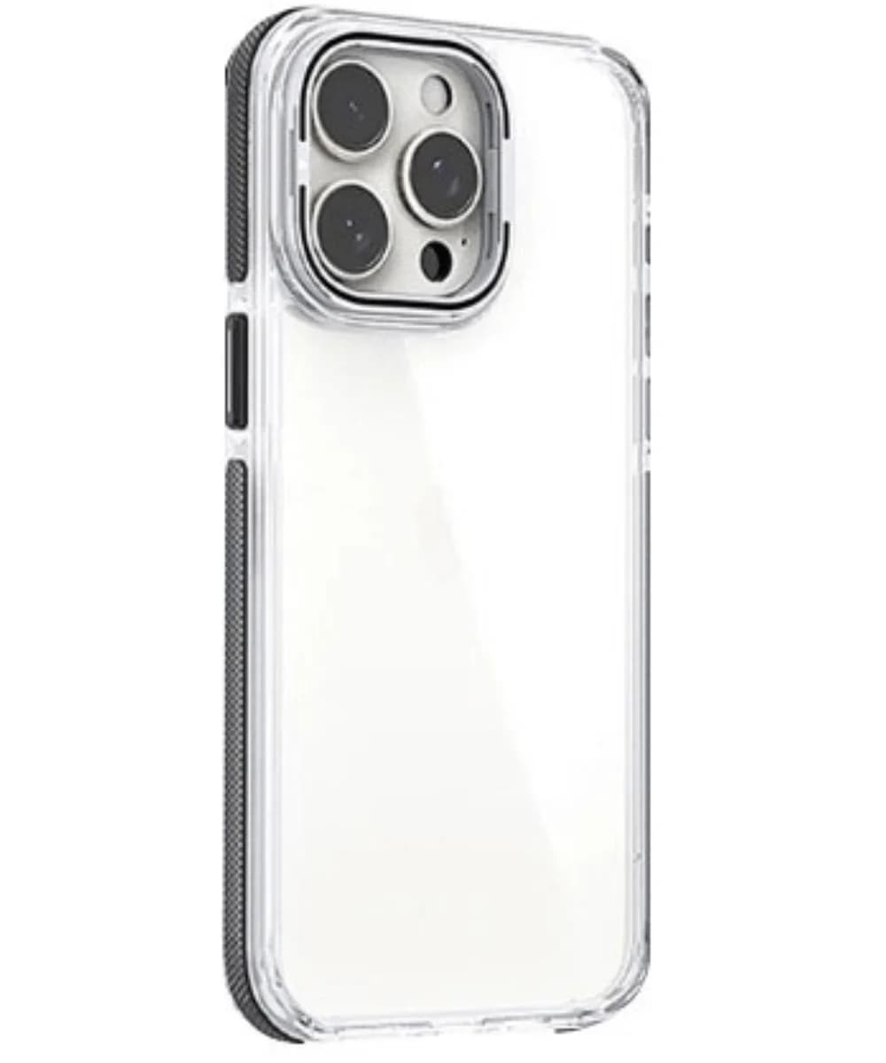 Capa Acrílico Borda Silicone são Suporte Cubrecamara iPhone 13/14 Azul Preto