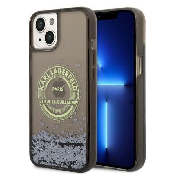 Karl Lagerfeld Capa Liquid Glitter RSG para iPhone 14 Black