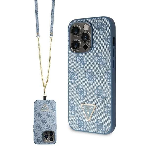 Guess Capa Crossbody 4G Metal Logo para iPhone 14 Pro Max Blue