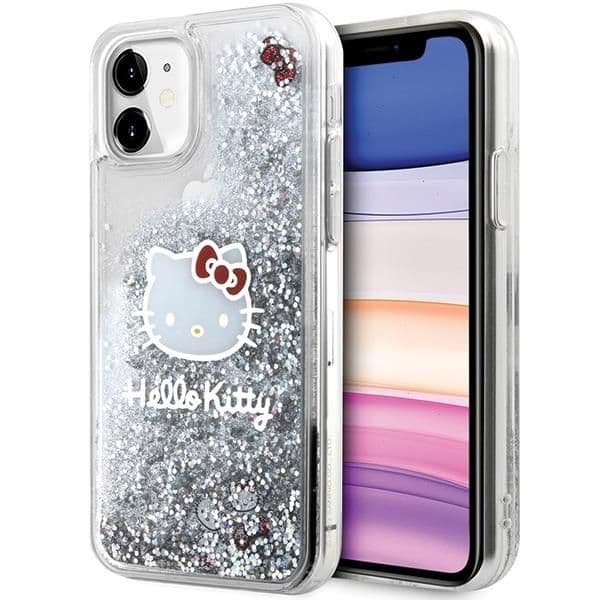 Hello Kitty Capa Glitter Líquido para iPhone 11/Xr Silver