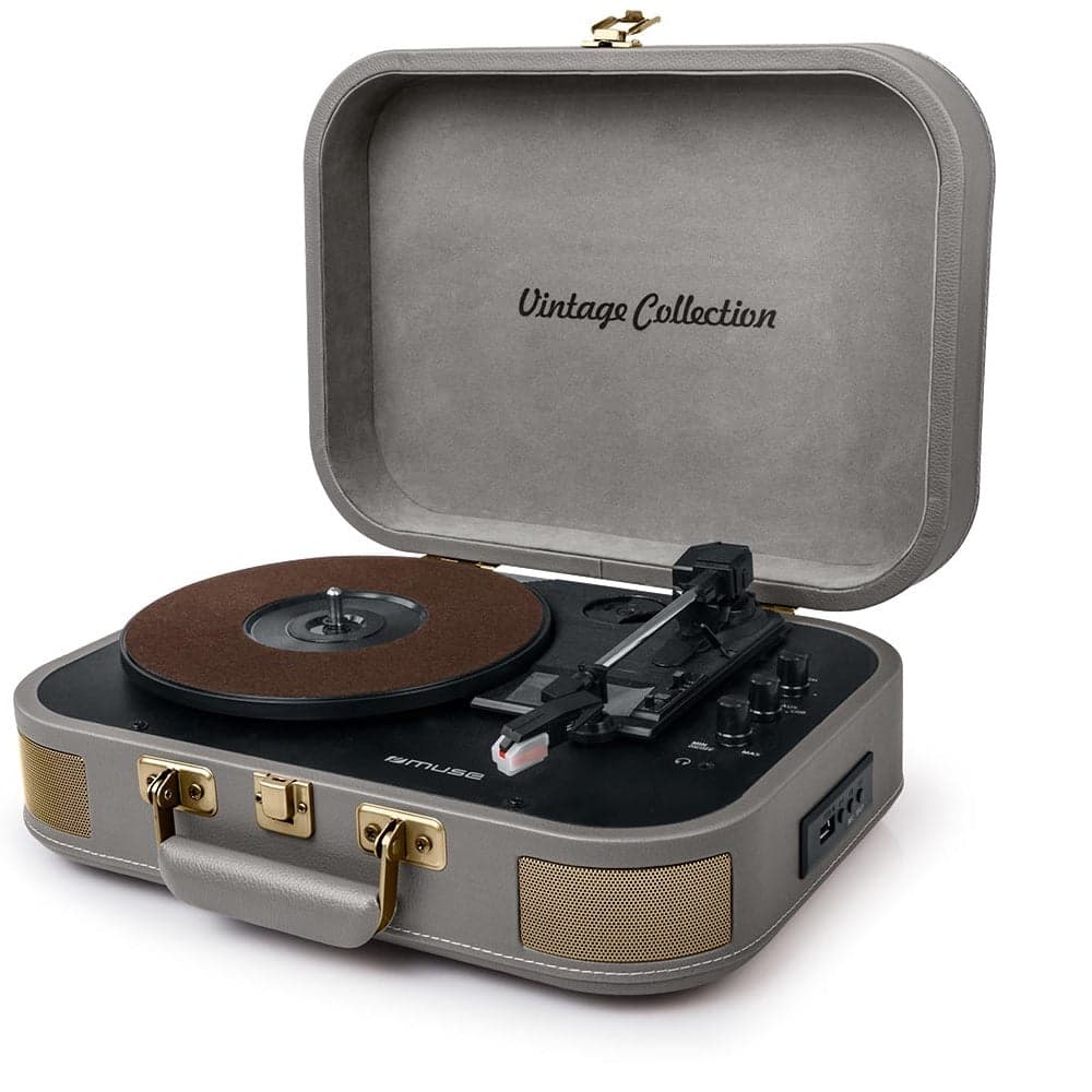 GIRA-DISCOS MUSE MT-201 BLUETOOTH USB 33-45-78 RPM MALA CINZA CLA