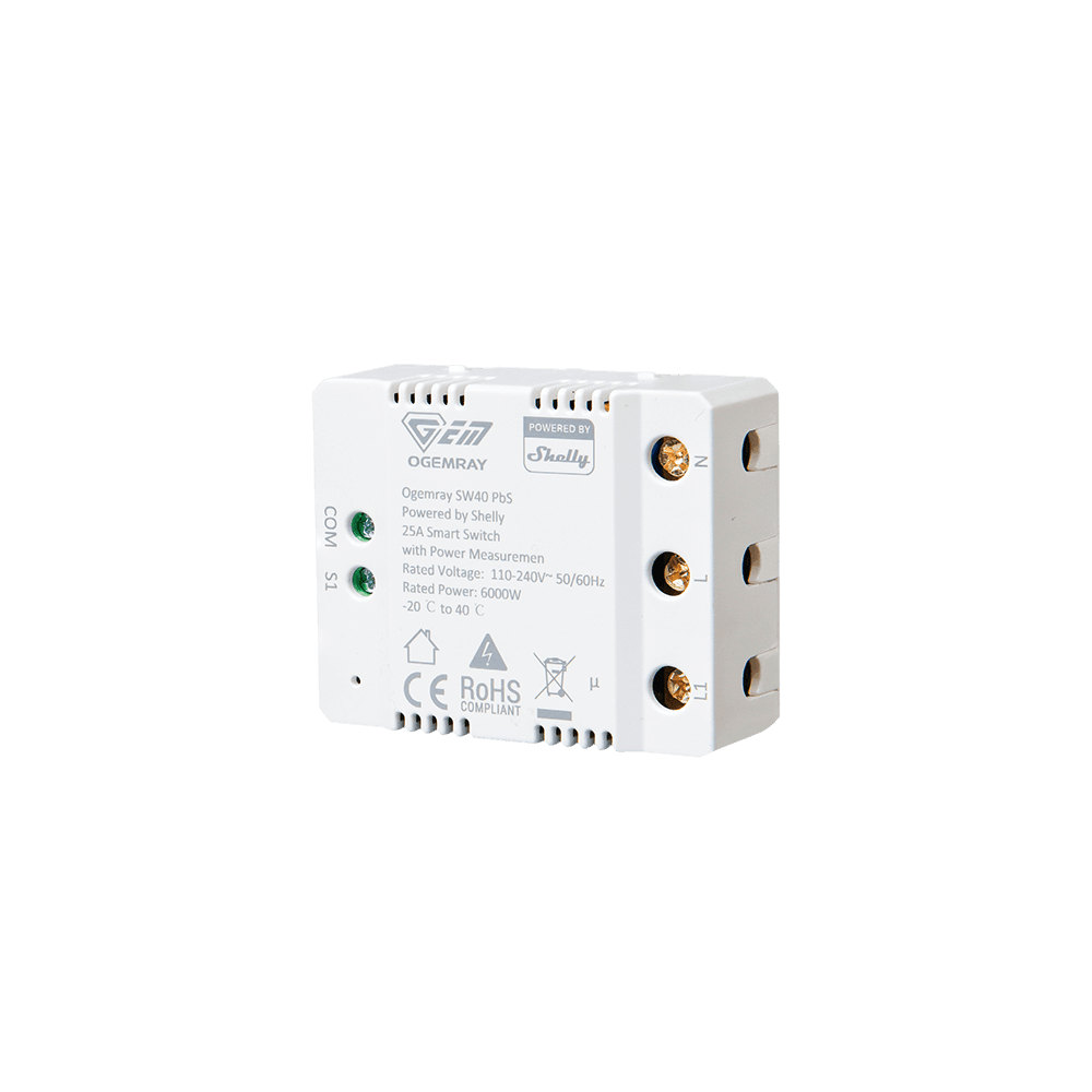 Ogemray Relé Inteligente 25A WiFi e Bluetooth - Powered by Shelly