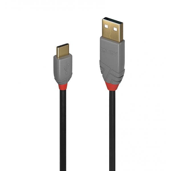 Lindy - 36886 cable USB 1 m USB 2.0 USB A USB C Negro, Gris - 36886