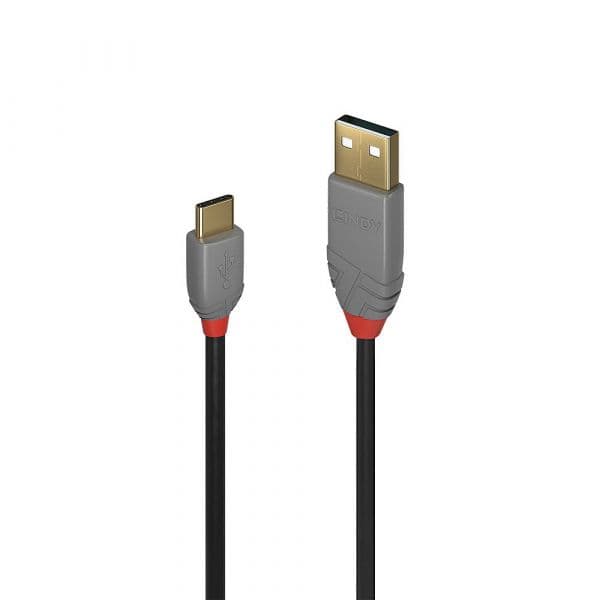 Lindy - 36887 cable USB 2 m USB 2.0 USB A USB C Negro, Gris - 36887