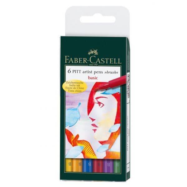 Canetas Faber-Castell Pitt Artist Pen Brush: Básicos - 6 un. - 4005401671039
