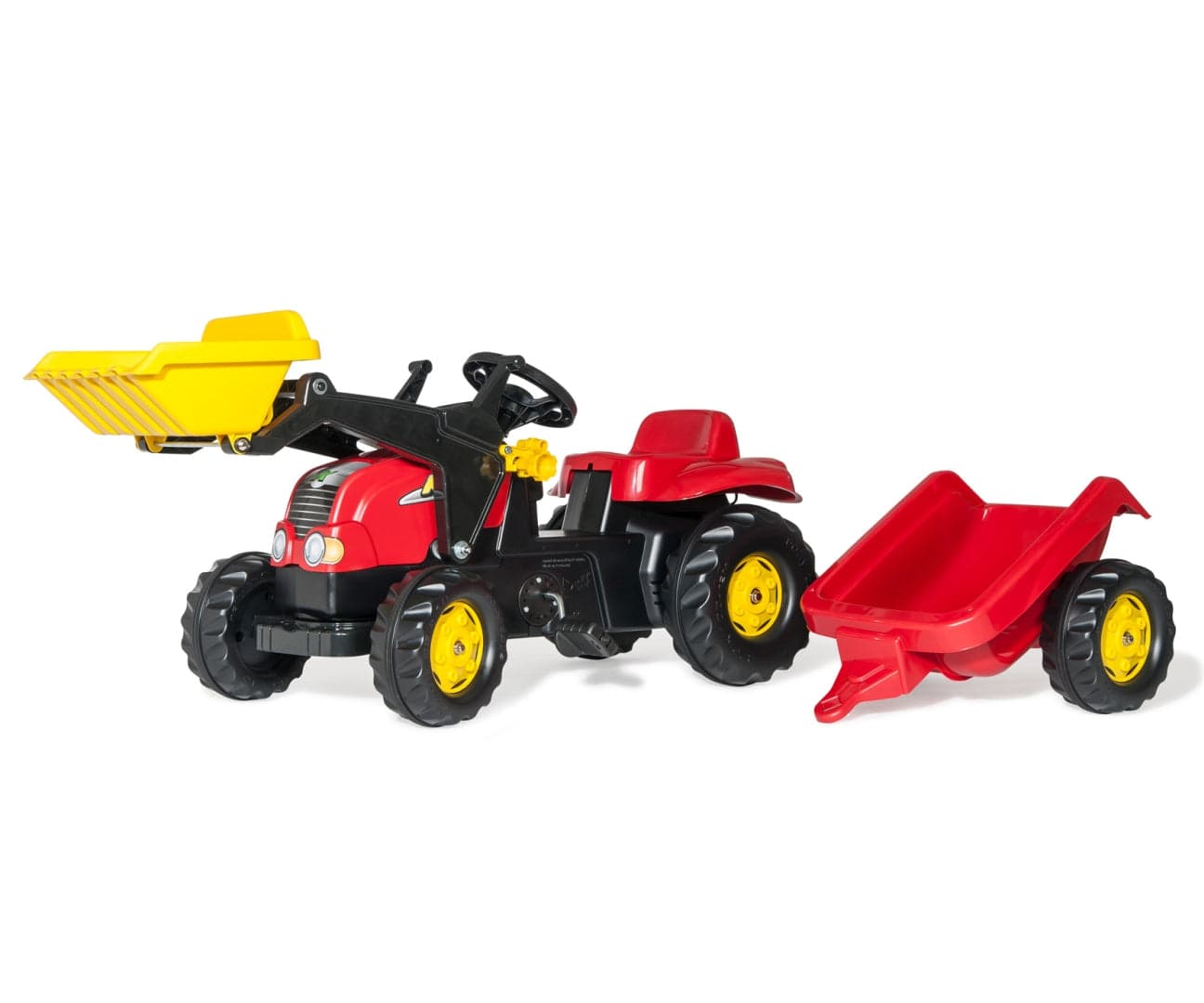 Trator Kart A Pedais Com Balde E Reboque Vermelho Rolly Toys