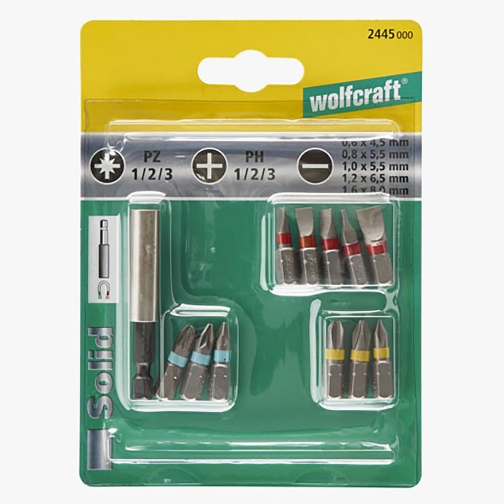 JOGO DE BITS SOLID, COM PORTA-BITS MAGNÉTICO 2445000 WOLFCRAFT