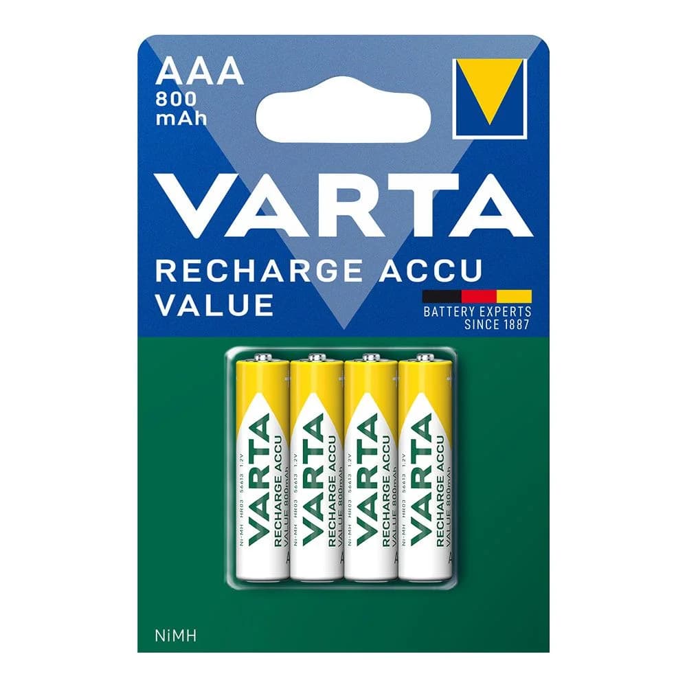 Varta Pilhas Recarregáveis HR03 AAA 800mAh 1.2v 4 Un.