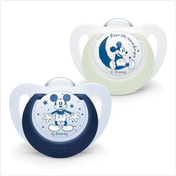 Nuk Chupetas Star Day & Night Mickey Azul Silicone 6-18m 2 Unidades