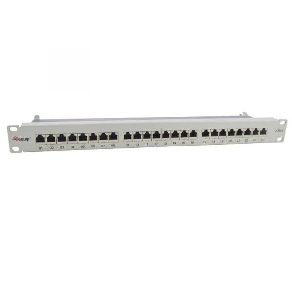 Equip Patch Panel 24 Portas RJ45 Cat.6A Blindado 19" 1U Cinza Claro