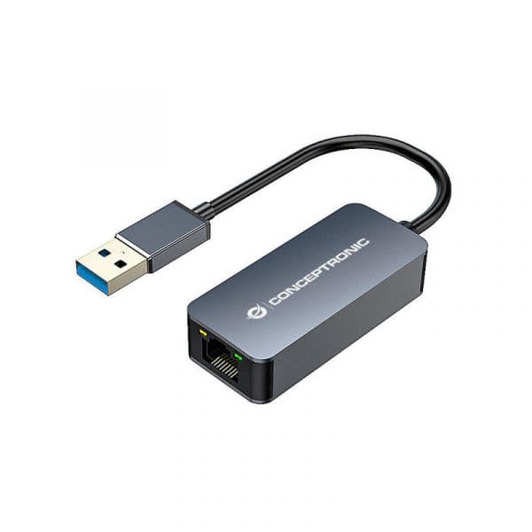Conceptronic ABBY12G Adaptador de Rede USB 3.0 para RJ45 Gigabit 2.5G Ethernet Cinza