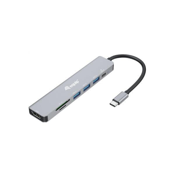 EQUIP Hub com fios USB 3.2 Gen 1 Type-C Prateado