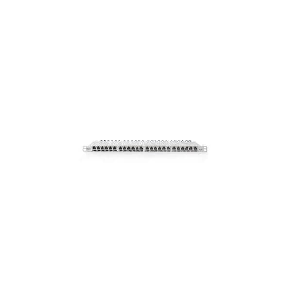 Digitus CAT 6A Class EA patch panel, shielded 0.5U, 24-port RJ45, incl. dust cover, 8P8C, color grey RAL 7035 - DN-91624S-SL-EA-G