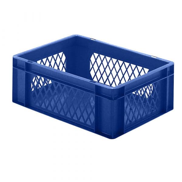 Kaiser+Kraft Recipiente Empilhável em Formato Euro, Paredes Perfuradas, Fundo Fechado, Cxlxa 400 X 300 X 145 mm, Azul, Embalagem de 5 Unid. Azul