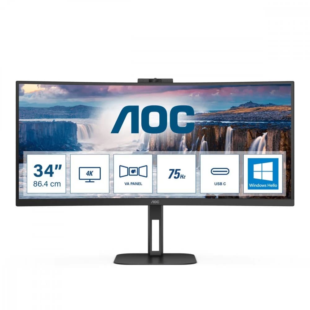 Monitor AOC 34′ CU34V5CW/BK VA WQHD 21:9 Curvo 100Hz FreeSync 1ms