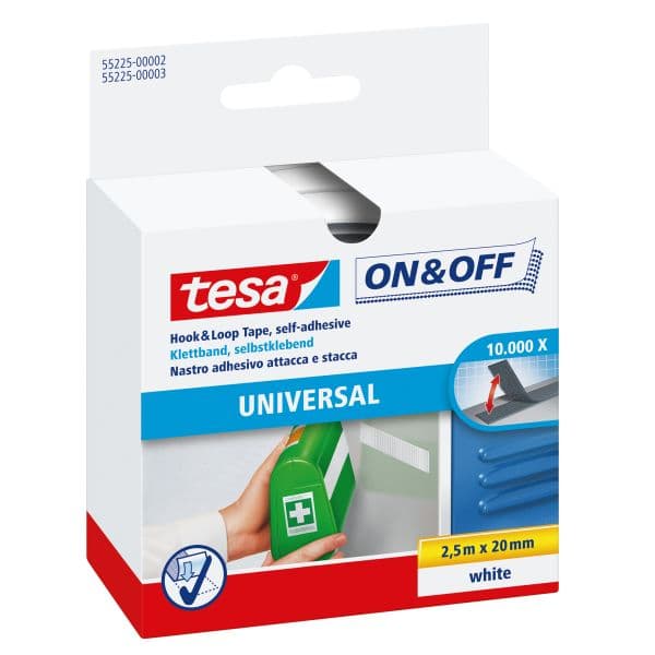 Tesa ON&OFF Fita Velcro Universal Branca 2,5m x 20mm