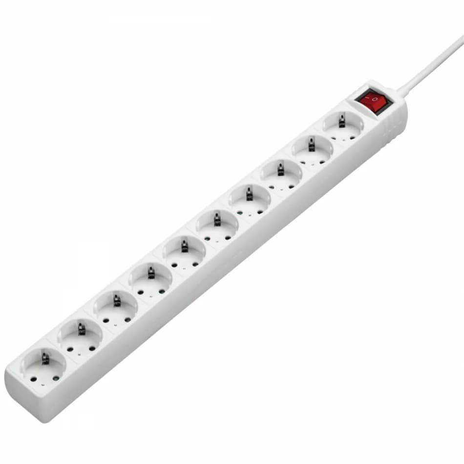 Extenção eléctrica HAMA 10 tomadas, 3,0mt branco
