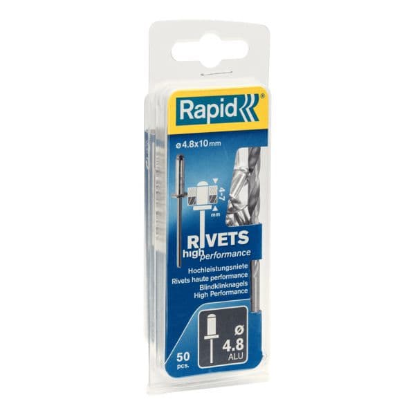 Rapid Blister 50 Rebites ø4,8x10mm Alu + Broca