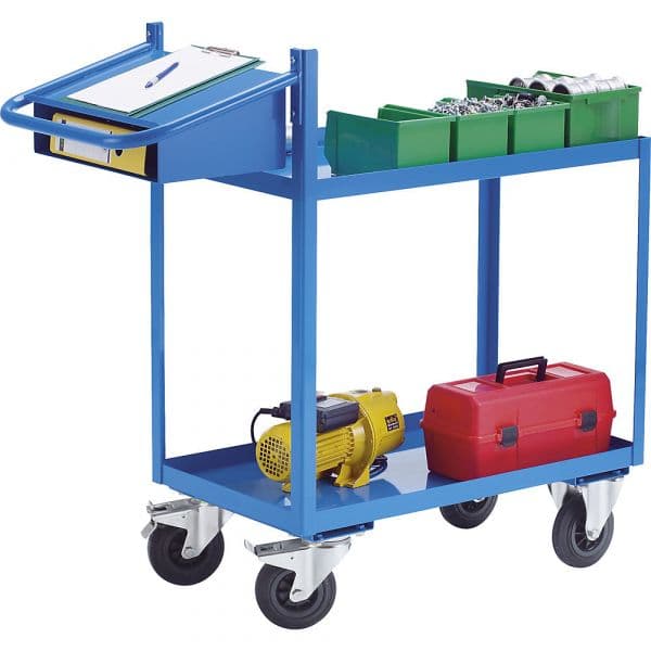 Eurokraft Carro Auxiliar para Montagens, 2 Fundos de Cuba, Quadro para Escrita e Compartimento, C X L 900 X 500 mm, 2 Andares - M70321-516008