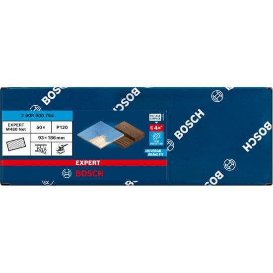 Rede de lixa EXPERT M480 para lixadeiras orbitais, 93 x 186 mm, G 120, 50 unidades refª 2608900754 BOSCH