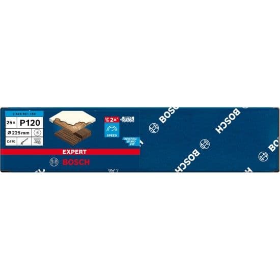 Lixa EXPERT C470 com 19 furos para lixadeiras de cartão-gesso, 225 mm, G 120, 25 unidades refª 2608901150 BOSCH