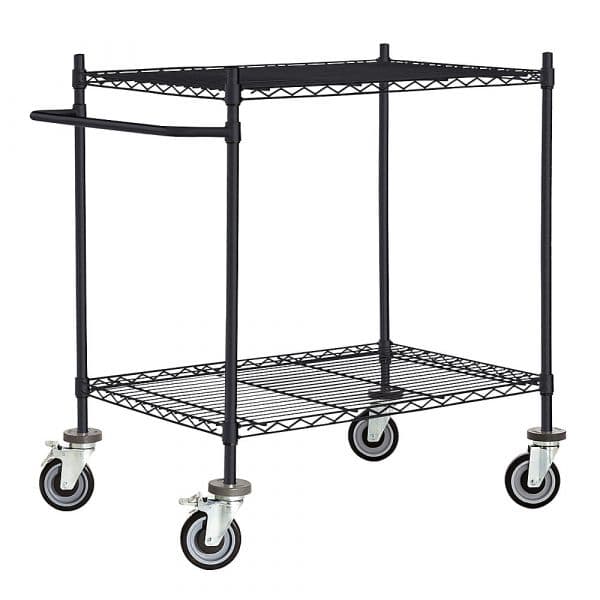 Kaiser+kraft Mesa em Grade de Arame Rodas, Preta, 2 Andares, Cxlxa 910 X 610 X 1025 mm Preto Profundo Ral 9005 - M3209012-499249