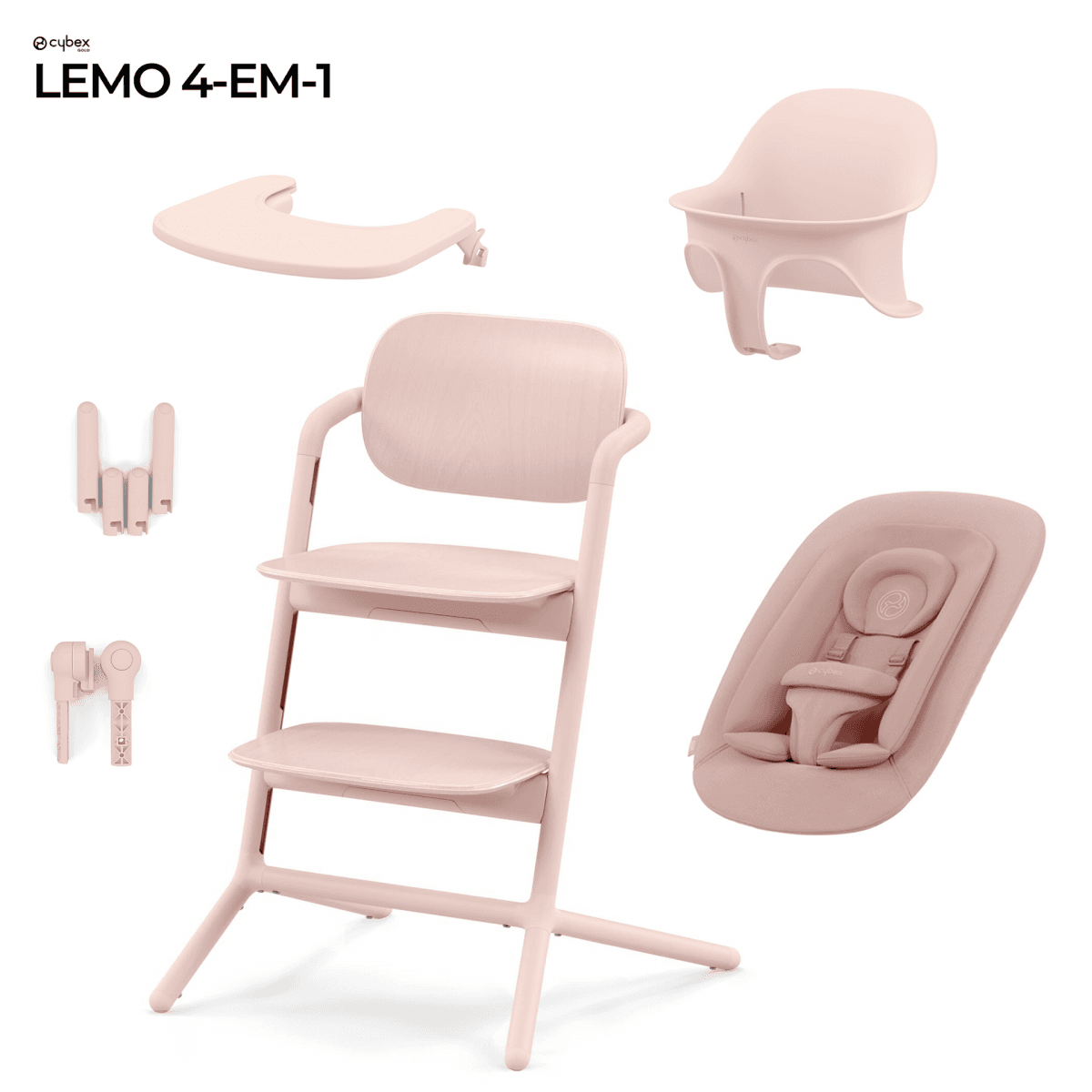 Cybex Conjunto Lemo Nova Geração 4 em 1 Pearl Pink