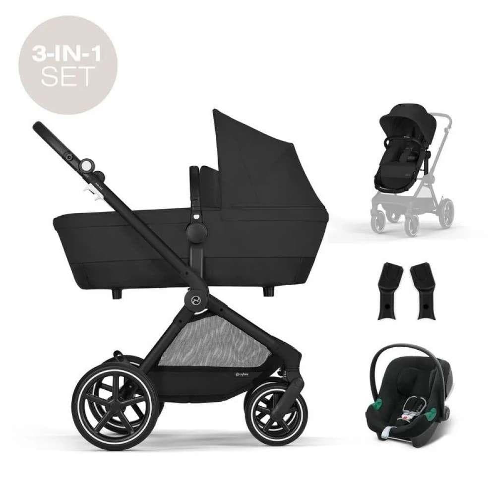 Pack Eos Lux 3 em 1 Moon Black com Cadeira Auto Aton B2