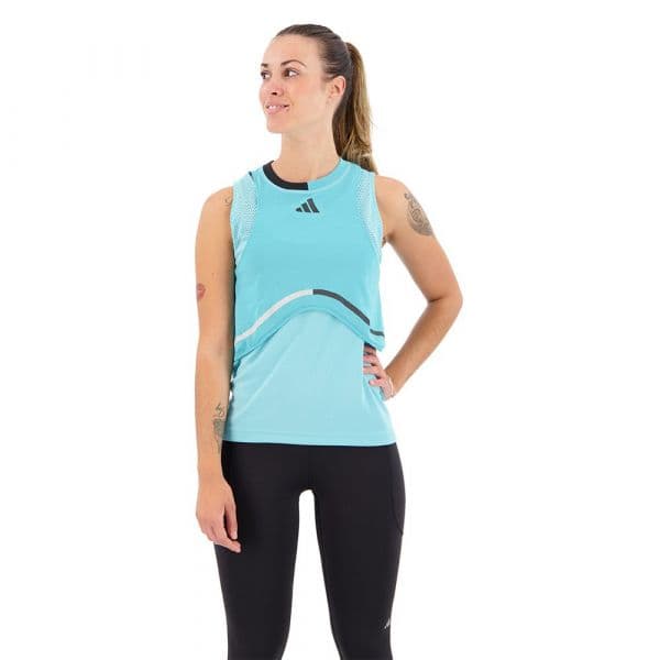 Adidas Heat.rdy Match Sleeveless T-shirt Azul XL Mulher