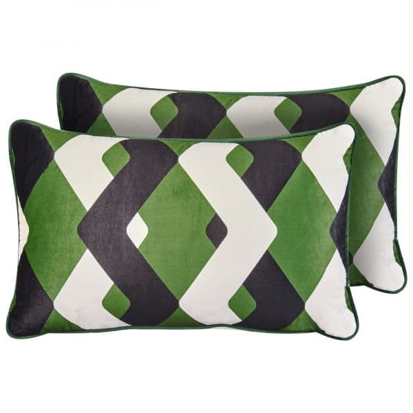 Beliani Conjunto de 2 Almofadas de Jardim em Poliéster Multicolorido 30 x 50 cm com Padrão Geométrico Acessório de Jardim