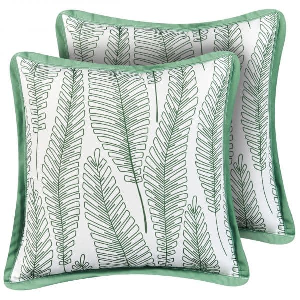 Beliani Conjunto de 2 Almofadas de Jardim em Poliéster Verde 45 x 45 cm com Padrão de Folhas Acessório de Jardim