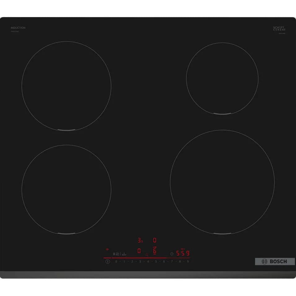 Placa de Indução Bosch PIE631HB1E | 4 Zonas, 60 cm, Preto