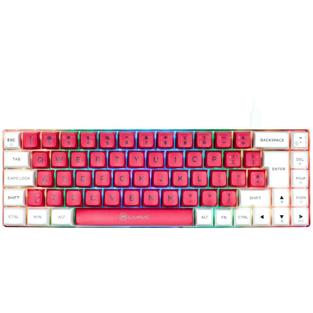 GAMIAC Teclado Mecânico TKL RGB69G SF Kailh Blue Branco/Rosa