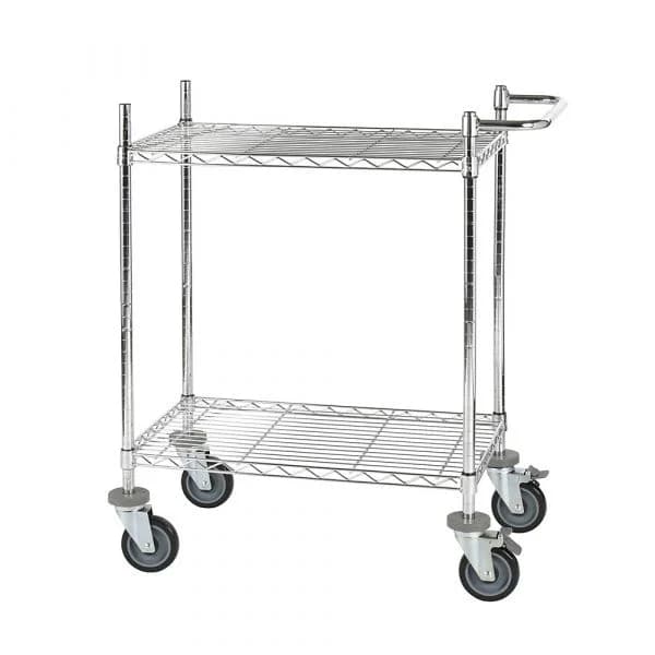 Kaiser+kraft Mesa em Grade de Arame Rodas, Cromada, 2 Andares, Cxlxa 760 X 460 X 1025 mm Cromado