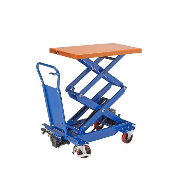 Kaiser+kraft Carro Plataforma Elevação em Tesoura Dupla, 650 Kg, Amplitude de Elevação 470 - 1410 mm Azul de Sinalização Ral 5005 - M1006860-519986