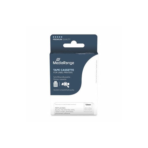 Fita de Escrita MediaRange Compatível Brother TZ-231S TZe-231S 12mm x 4m Laminada Compatível