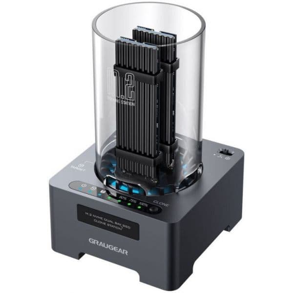 GrauGear Estação de Clonagem DM.2 NVMe 20Gbit com Ventoinha G-M2DK-CL-20G