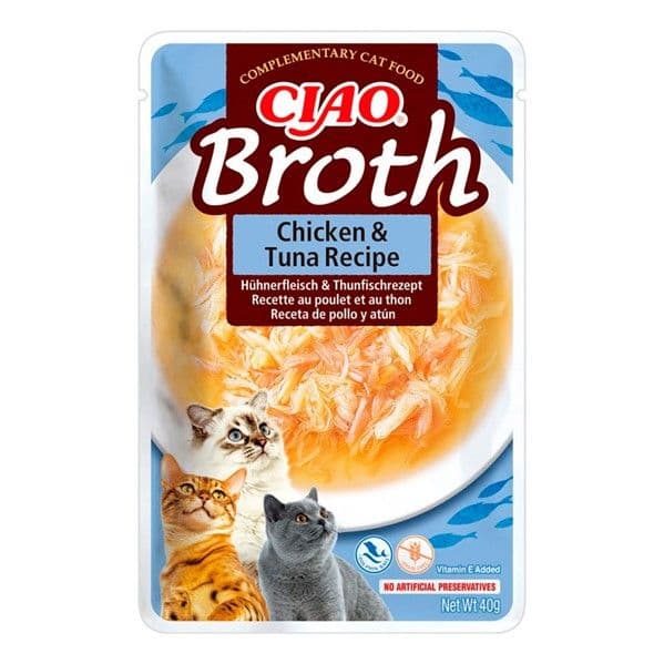 Ração Húmida Inaba Ciao Broth Frango e Atum 40g Adulto