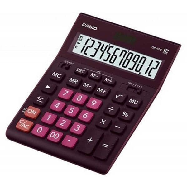 Calculadora Casio Secretária GR-12WR-W Burdeos/Roxo Plástico