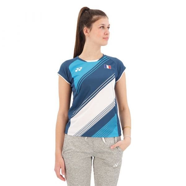 Yonex French National Team Short Sleeve T-shirt Azul XS Mulher